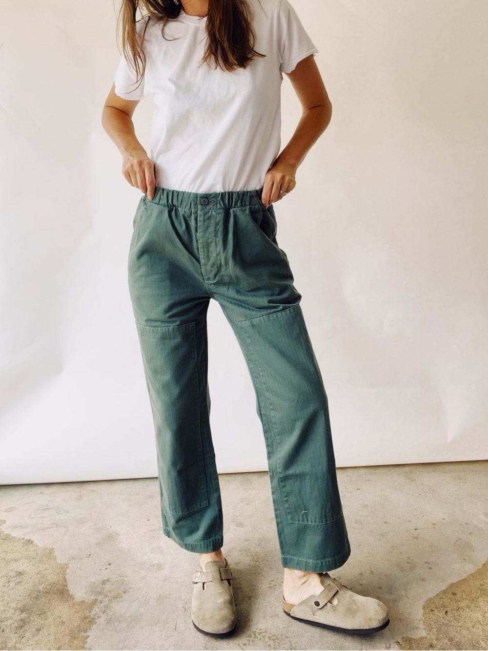Hey Gang The Chore Double Knee Pull On Herringbone Twill Pant Womens Size 0